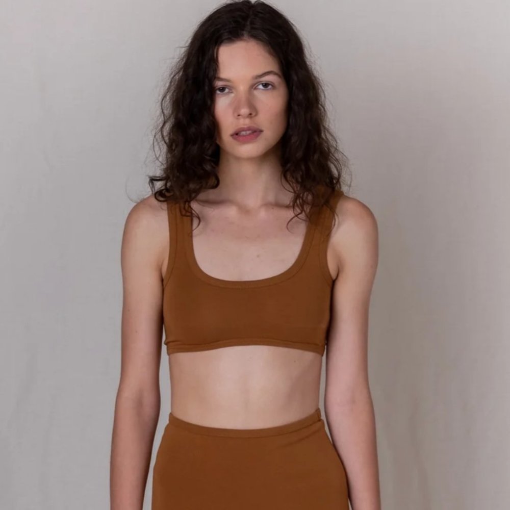 Wide Strap Bra in Toffee